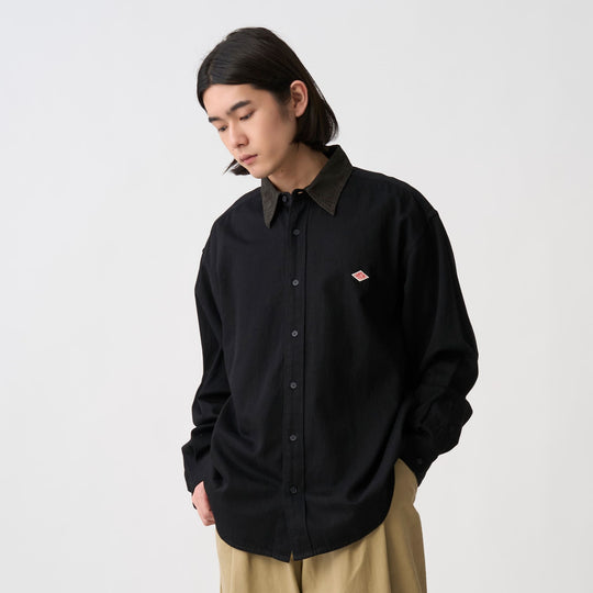 Men's Denim Corduroy Collar Shirt