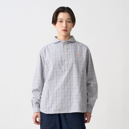 Women's Brushed Twill Round Collar Pullover Shirt - Check