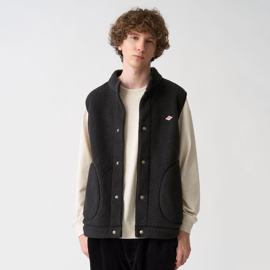 Men's Double Face Boa Stand Collar Vest