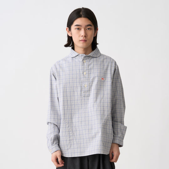 Men's Brushed Twill Round Collar Pullover Shirt - Check