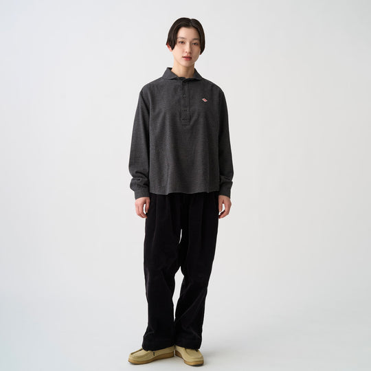 Women's Flannel Round Collar Pullover Shirt - Check