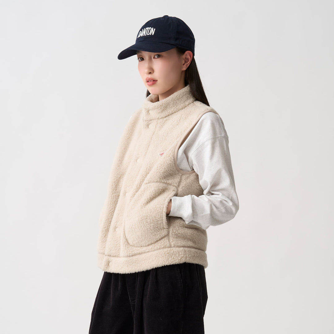 Women's Double Face Boa Stand Collar Vest