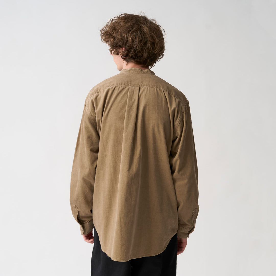 Men's Corduroy Band Collar Shirt