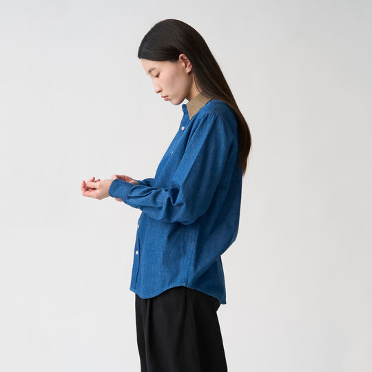 Women's Denim Corduroy Collar Shirt