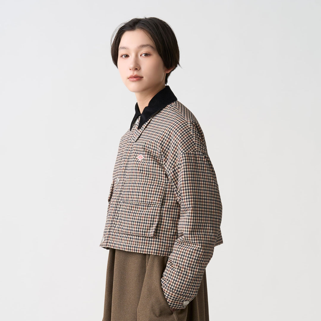 Women's Nylon Tussah Short Jacket Plaid