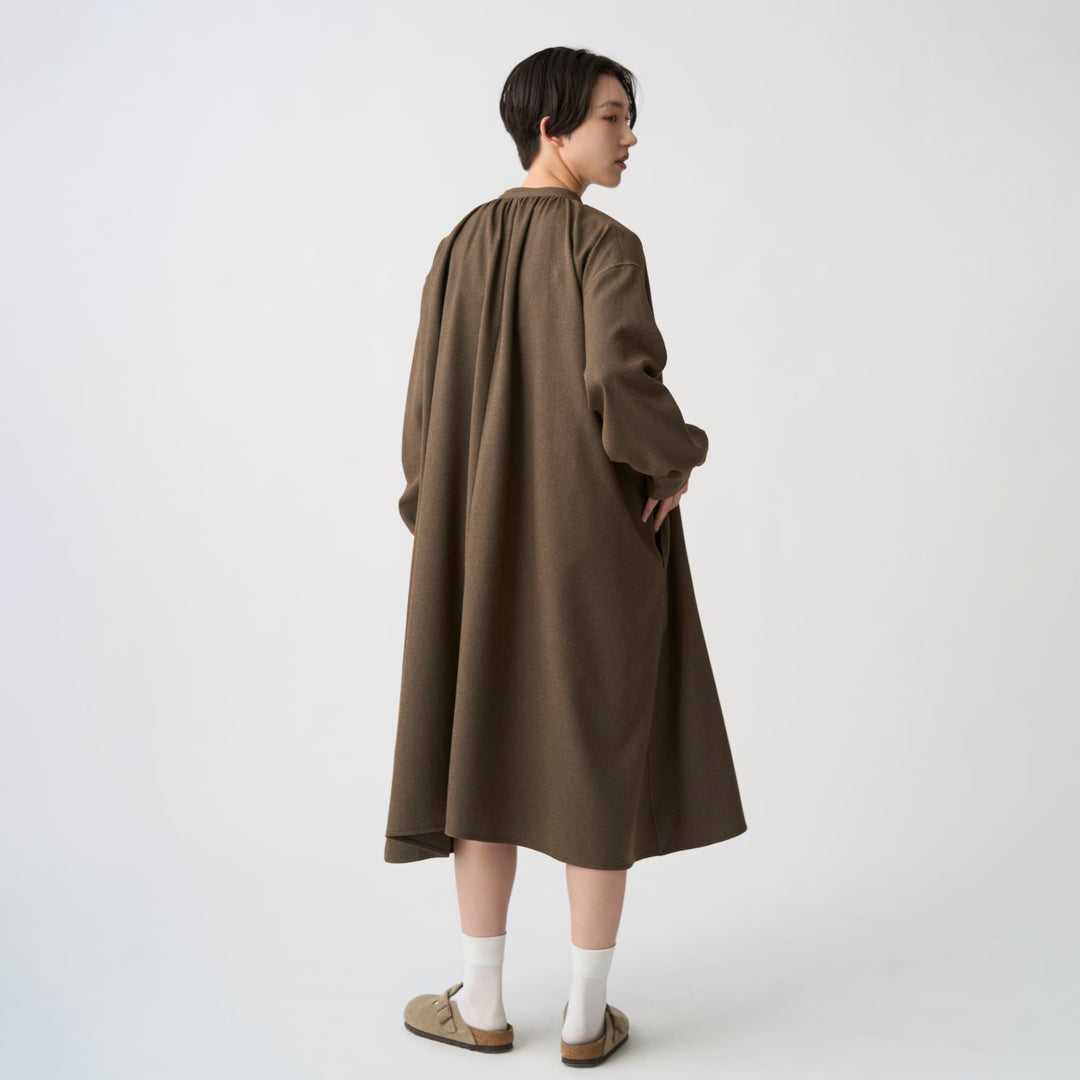 Women's Wool-Like Twill Gathered Shirt Dress