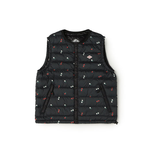 Women's Crewneck Inner Down Vest - Flower Print