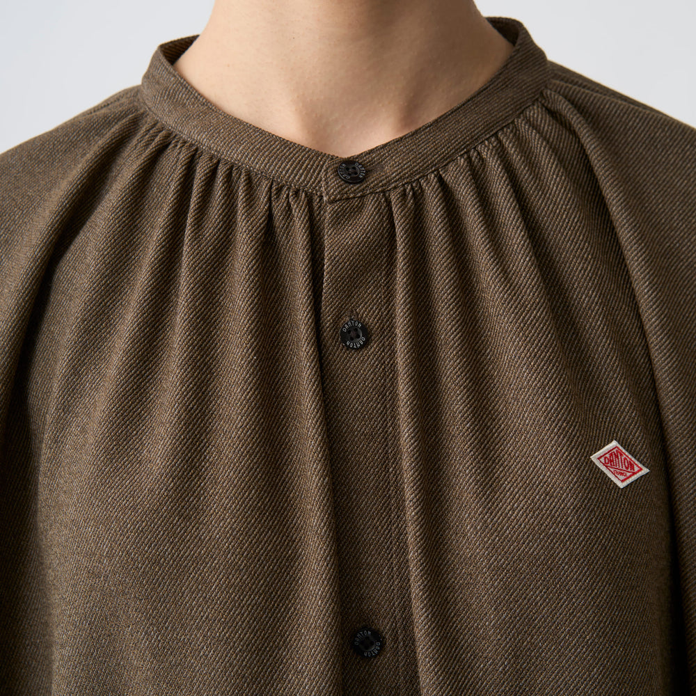 Women's Wool-Like Twill Gathered Shirt Dress