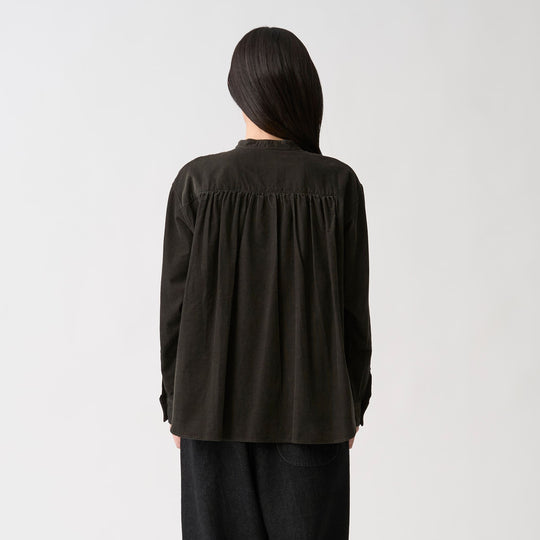 Women's Corduroy Band Collar Shirt
