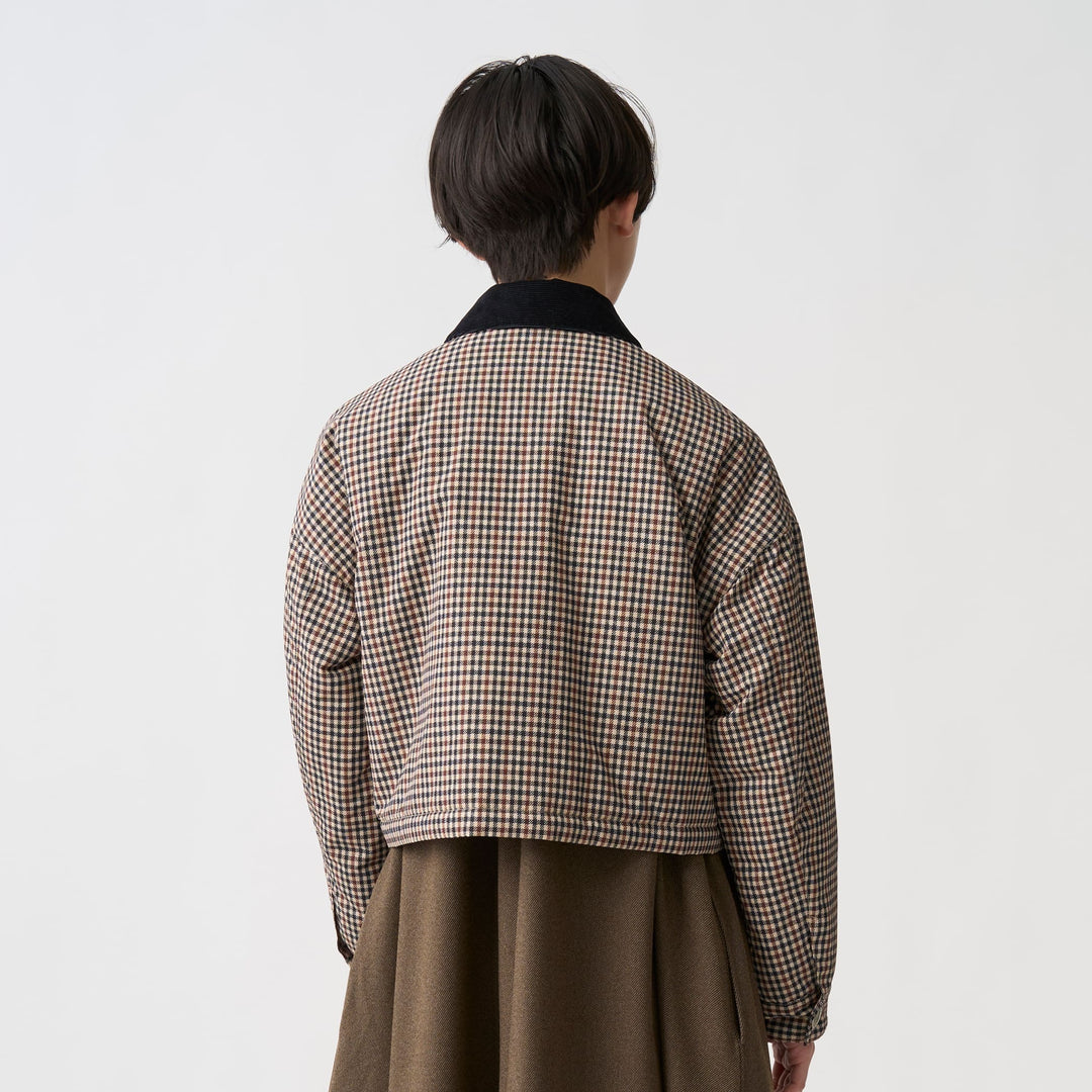Women's Nylon Tussah Short Jacket Plaid