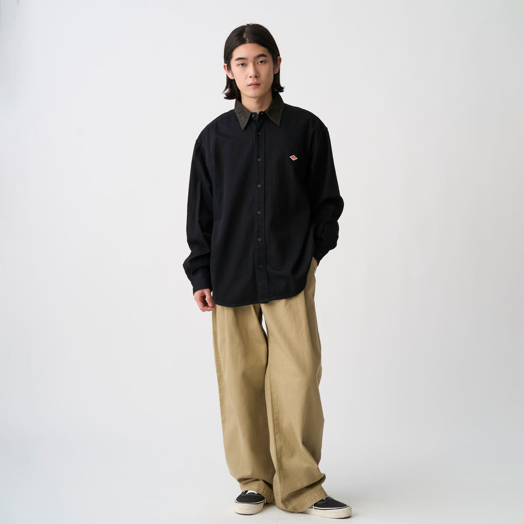 Men's Denim Corduroy Collar Shirt