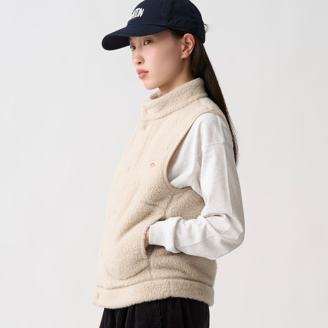Women's Double Face Boa Stand Collar Vest