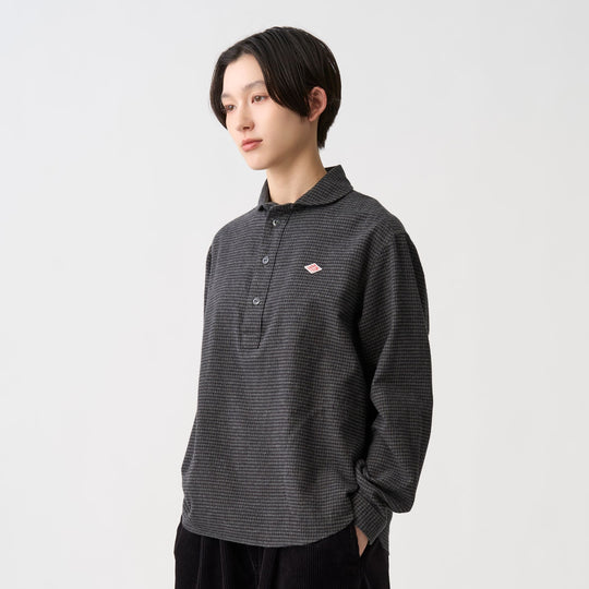 Women's Flannel Round Collar Pullover Shirt - Check