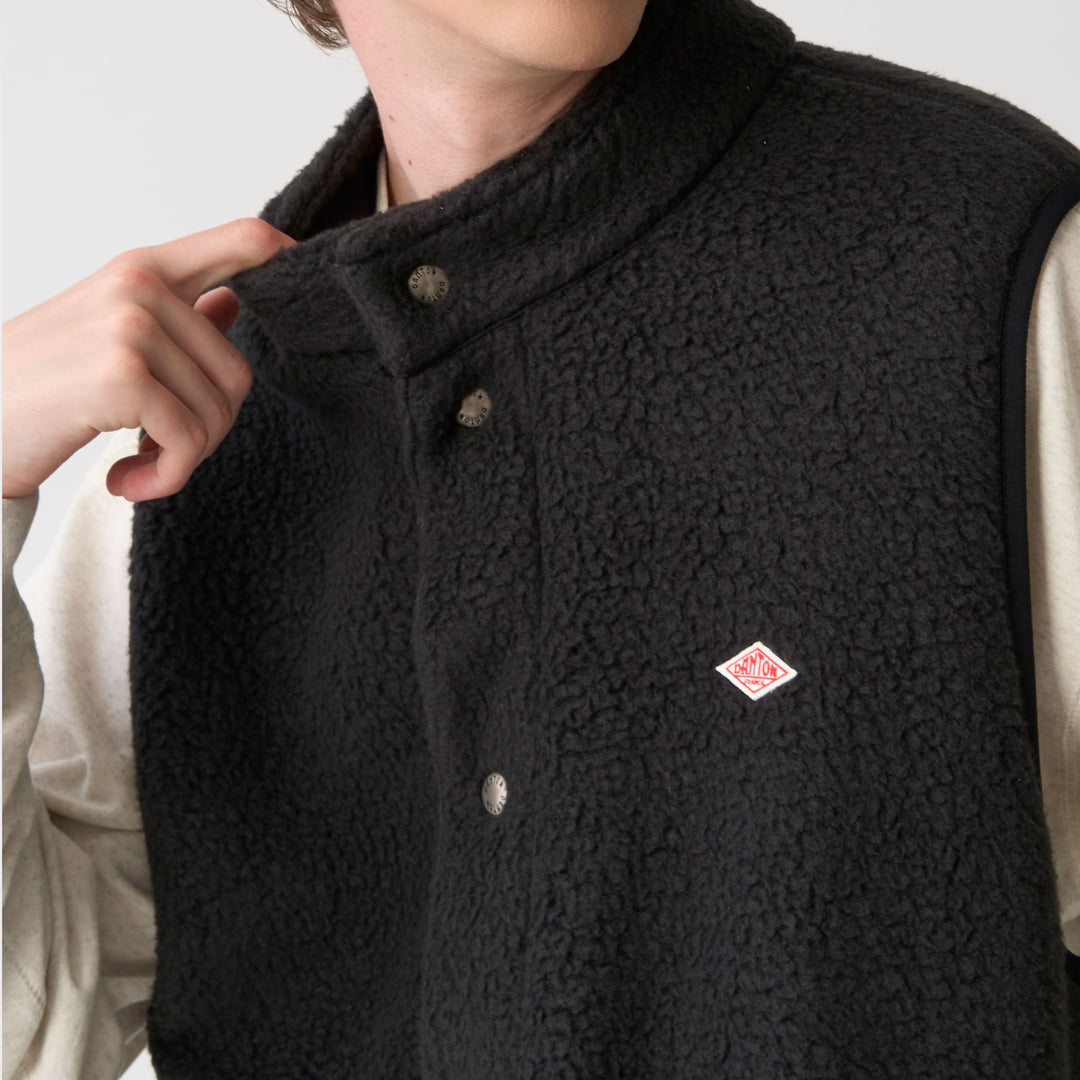 Men's Double Face Boa Stand Collar Vest