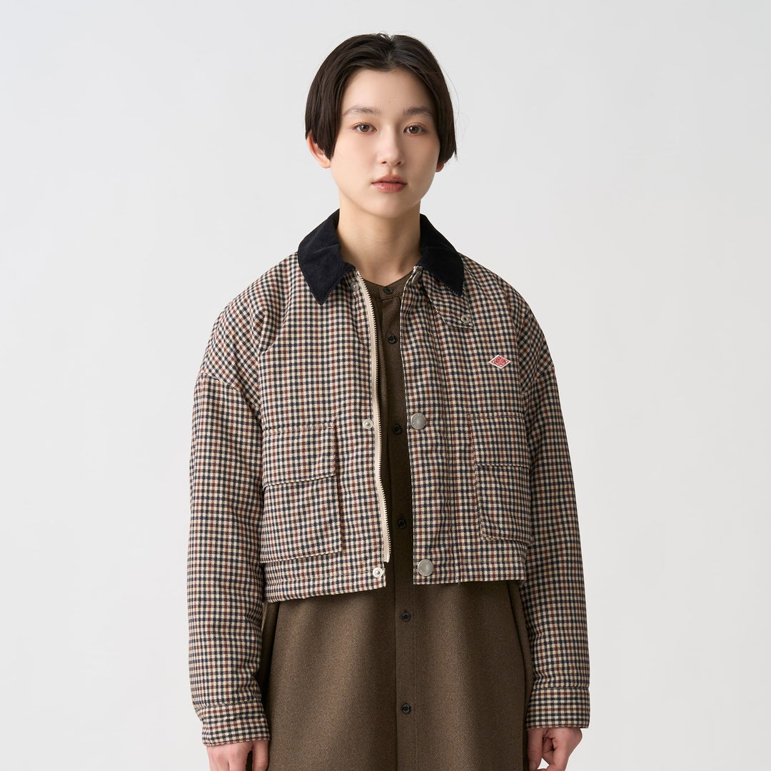 Women's Nylon Tussah Short Jacket Plaid