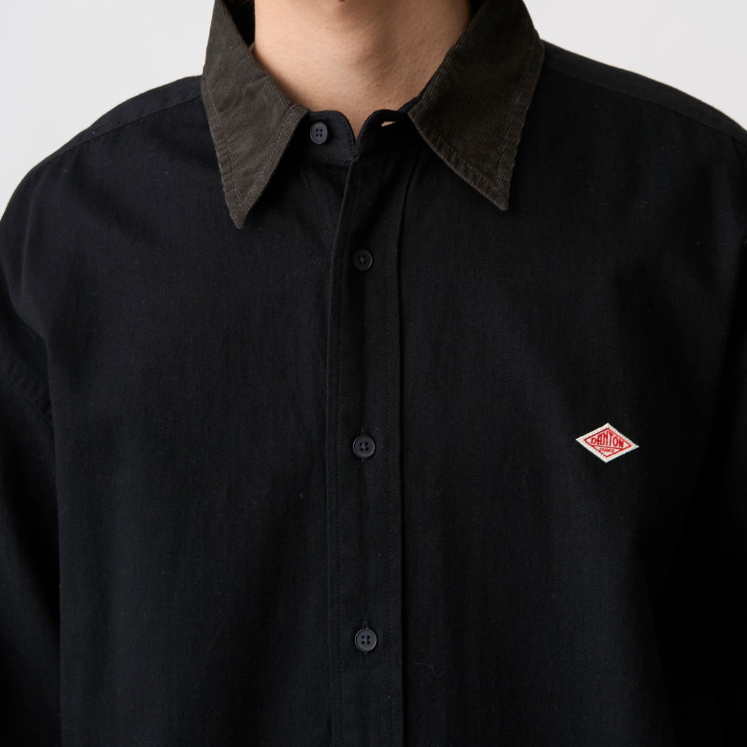 Men's Denim Corduroy Collar Shirt