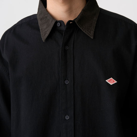 Men's Denim Corduroy Collar Shirt