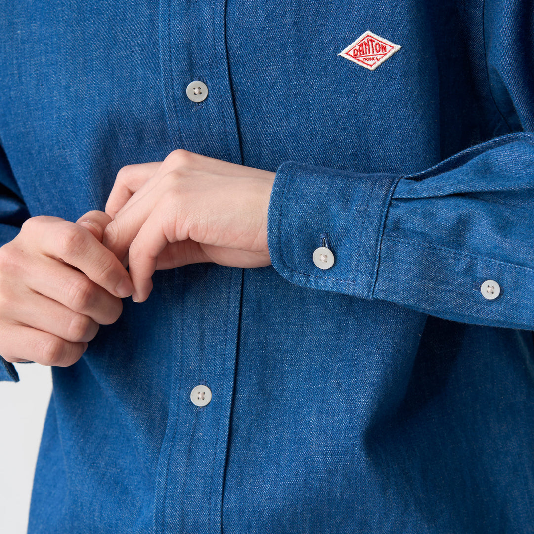 Women's Denim Corduroy Collar Shirt