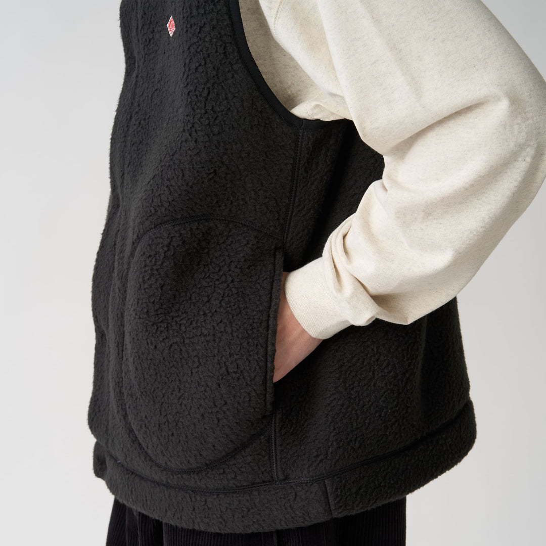 Men's Double Face Boa Stand Collar Vest