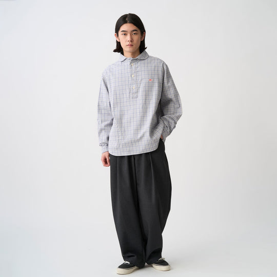 Men's Brushed Twill Round Collar Pullover Shirt - Check