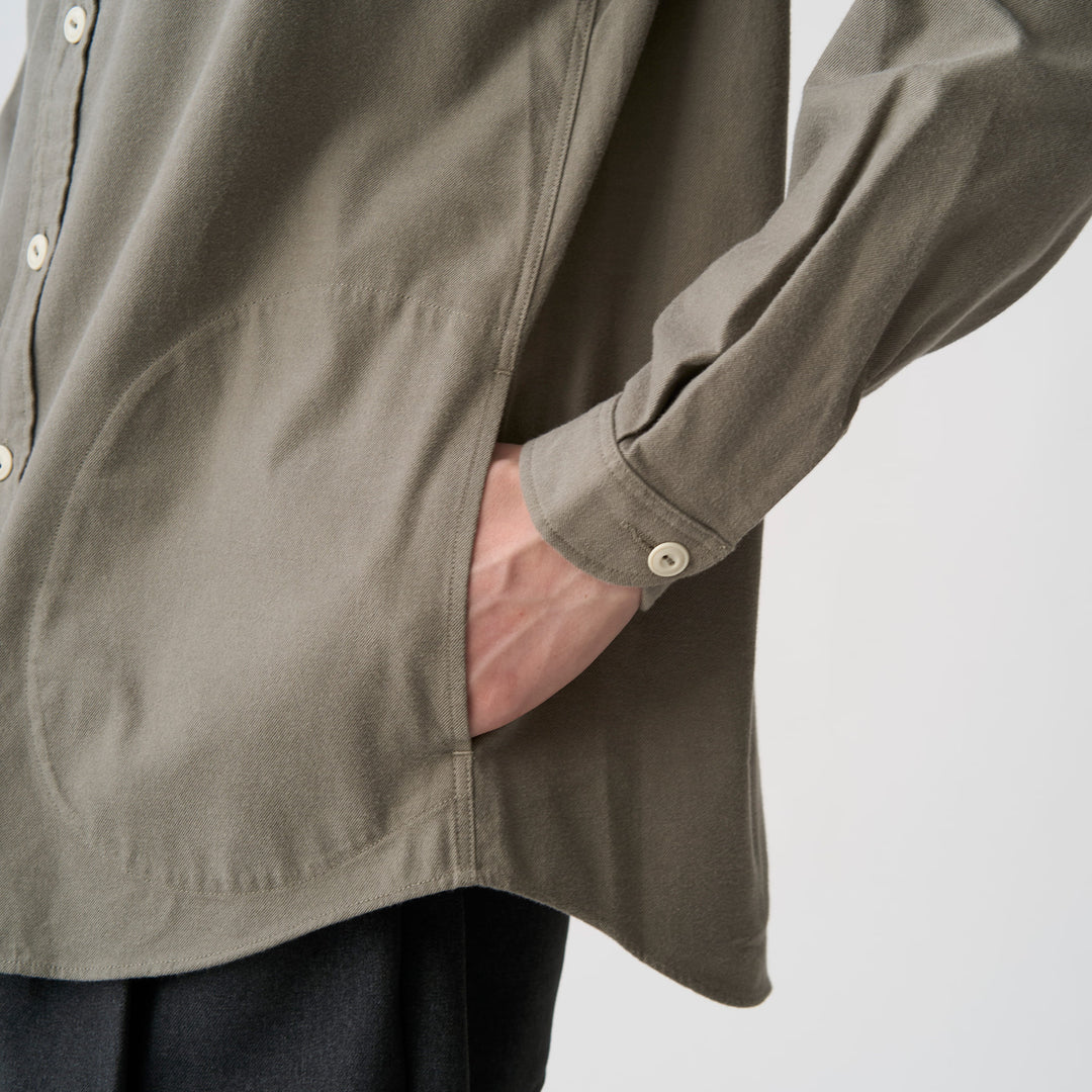 Men's Cotton Flannel Band Collar Shirt