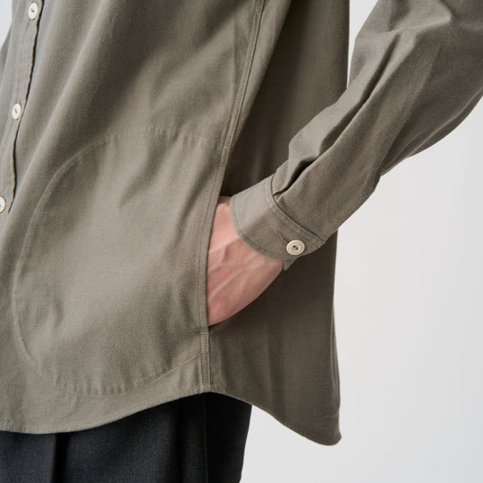 Men's Cotton Flannel Band Collar Shirt