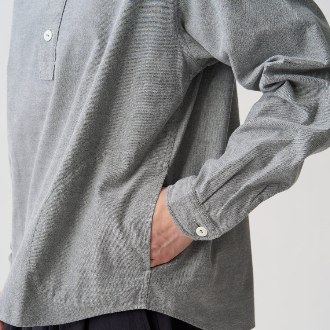 Women's Cotton Flannel Round Collar Pullover Shirt