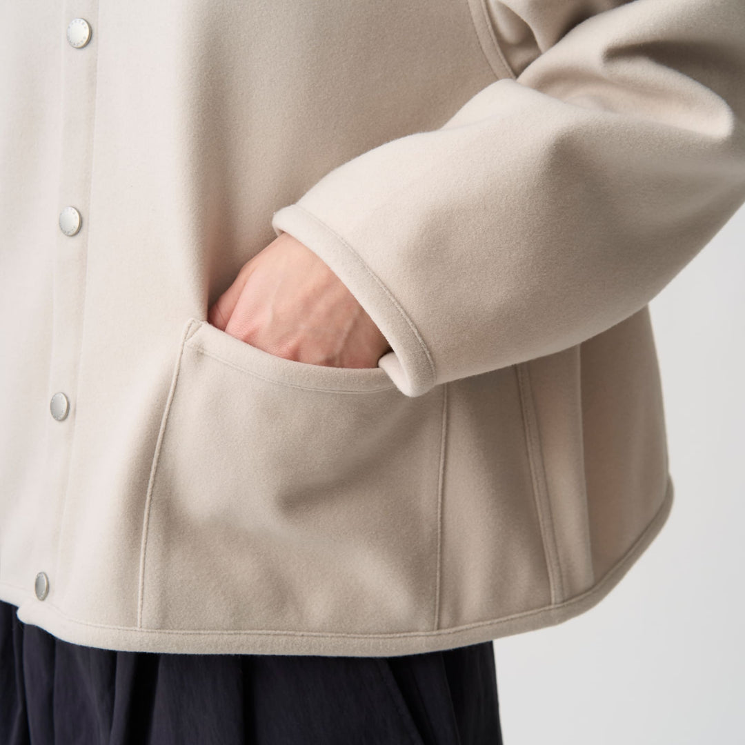Women's Fleece Like Collarless Jacket