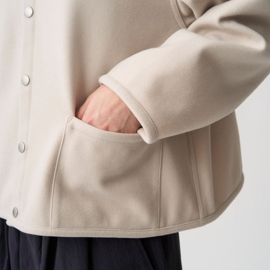 Women's Fleece Like Collarless Jacket