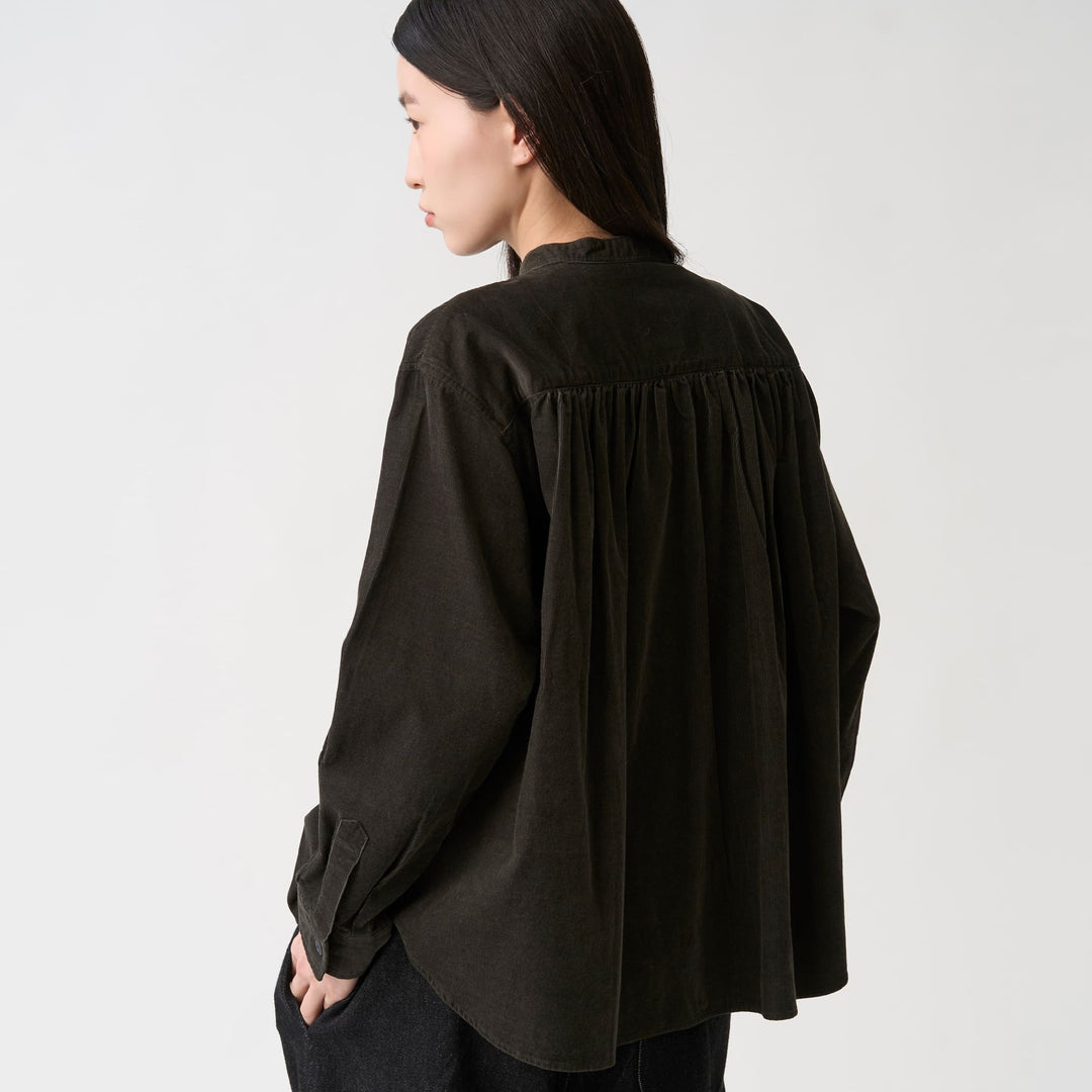 Women's Corduroy Band Collar Shirt