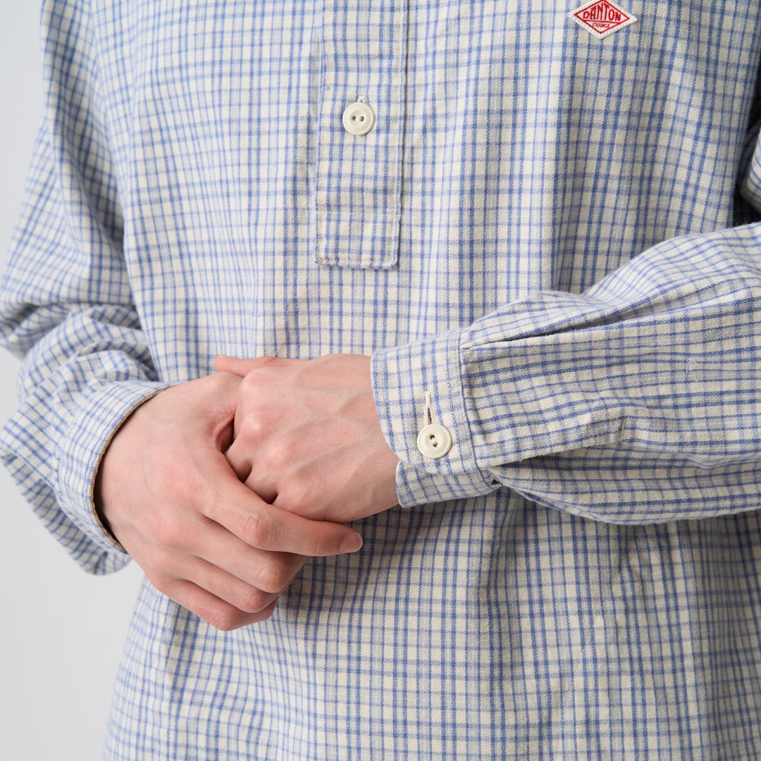 Men's Brushed Twill Round Collar Pullover Shirt - Check
