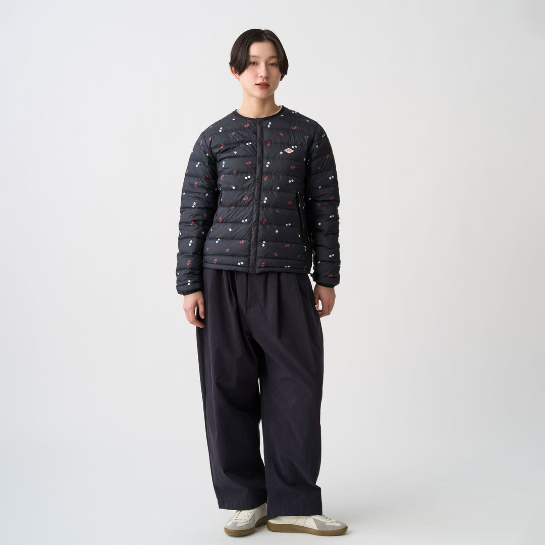 Women's Crewneck Inner Down Jacket - Flower Print