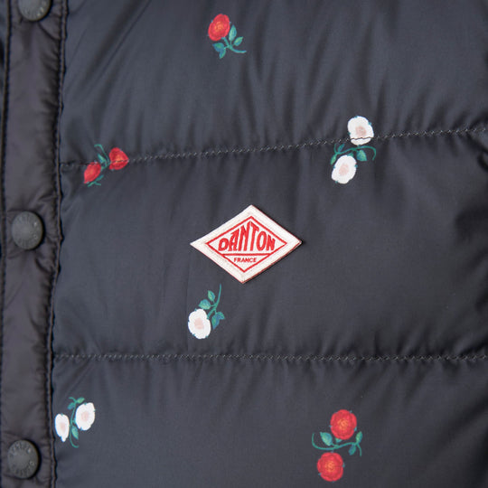Women's Crewneck Inner Down Vest - Flower Print