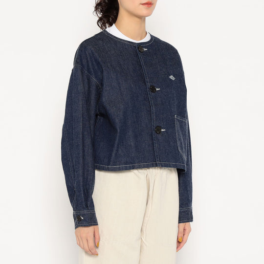 Women's Denim Collarless Short Jacket
