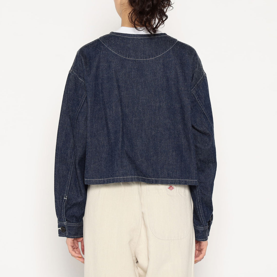Women's Denim Collarless Short Jacket