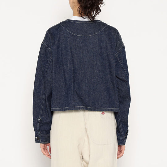 Women's Denim Collarless Short Jacket