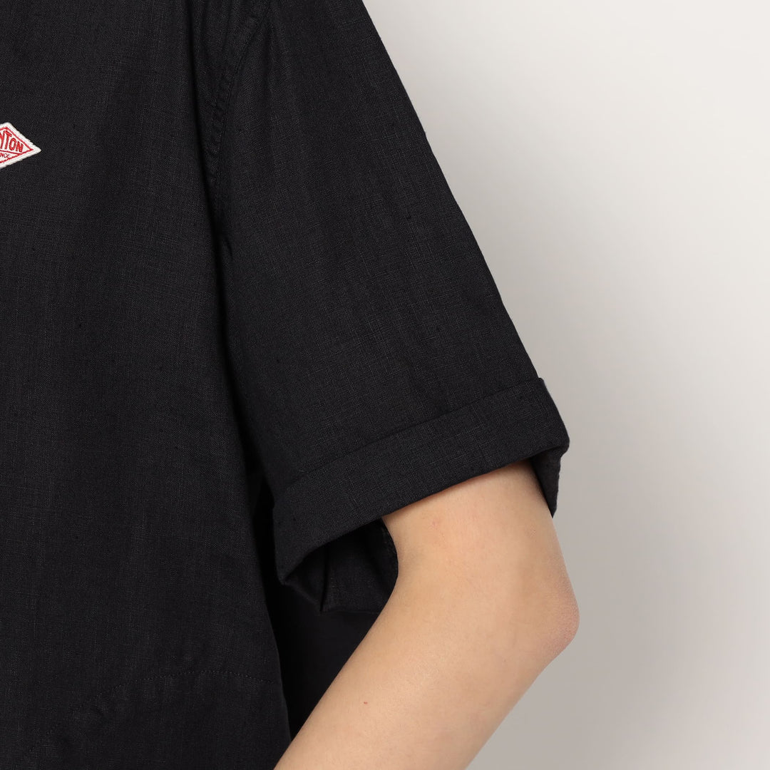Women's Linen Round Collar Short Sleeve Pullover Shirt