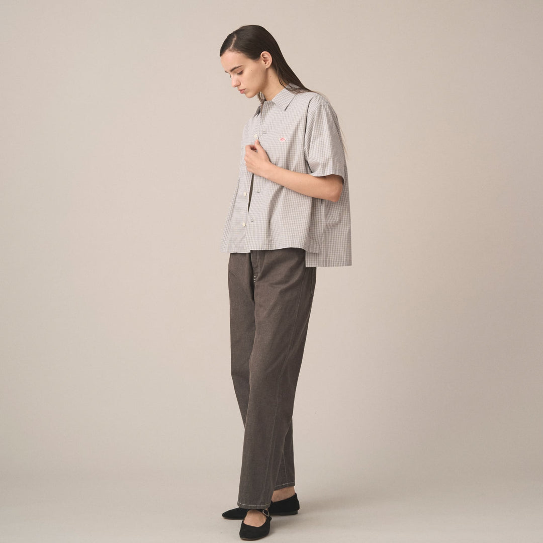 Women's Cotton Poplin Half Sleeve Shirt Plaid