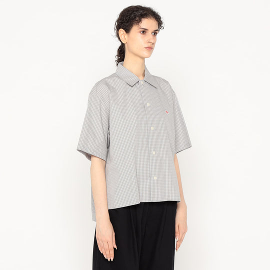 Women's Cotton Poplin Half Sleeve Shirt Plaid