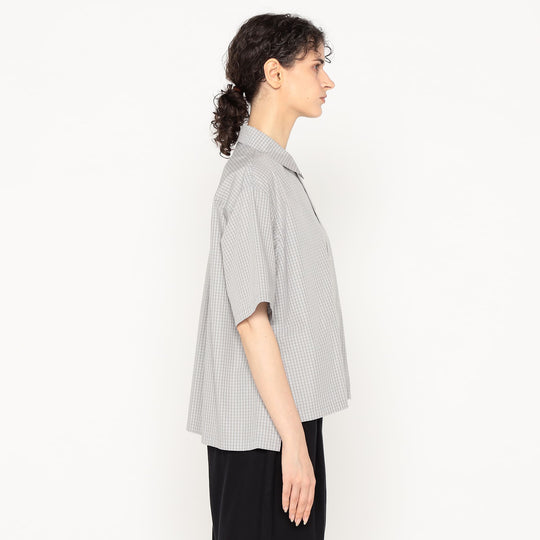 Women's Cotton Poplin Half Sleeve Shirt Plaid