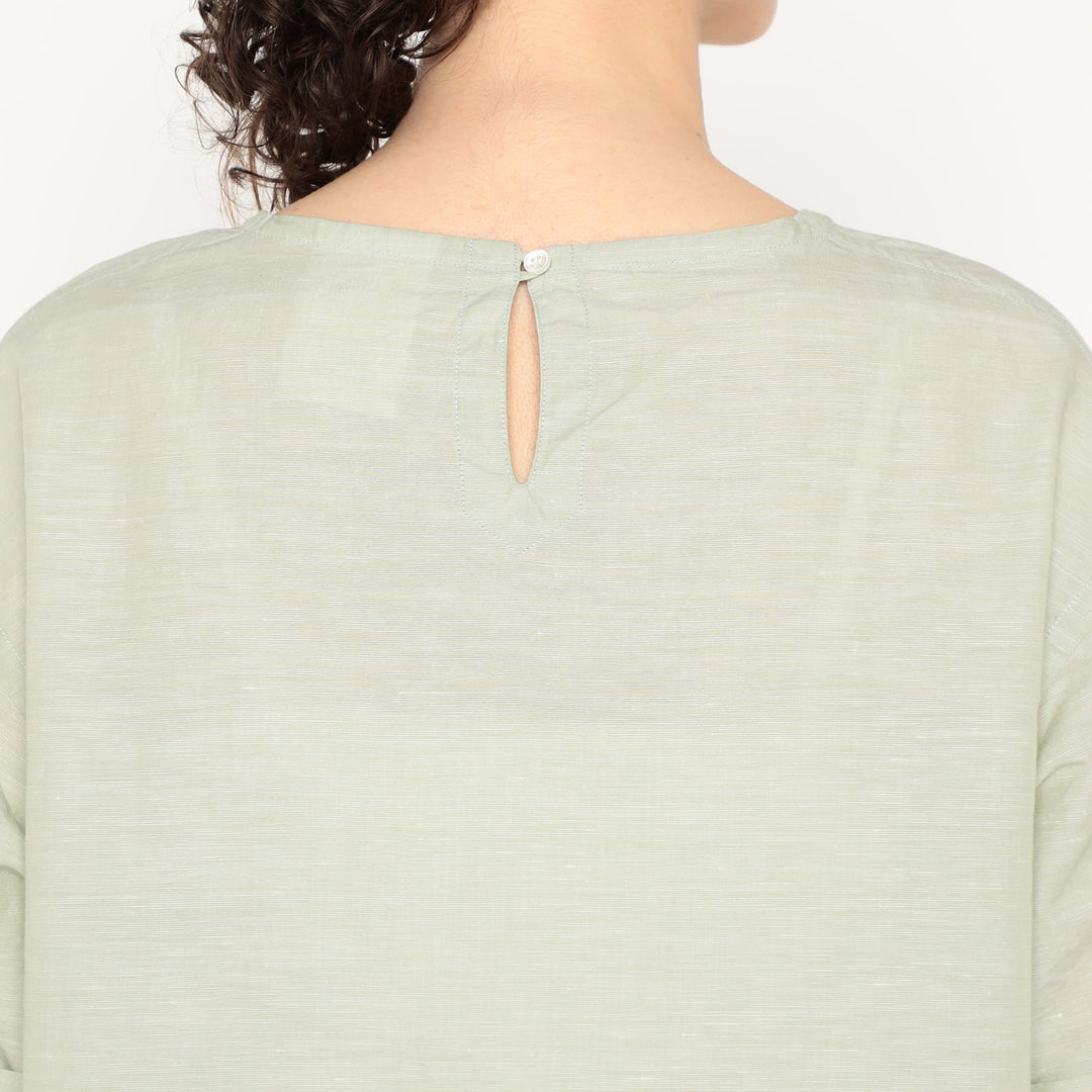 Women's Cotton Linen Slub Pullover Blouse