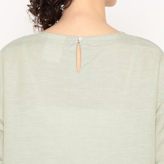 Women's Cotton Linen Slub Pullover Blouse