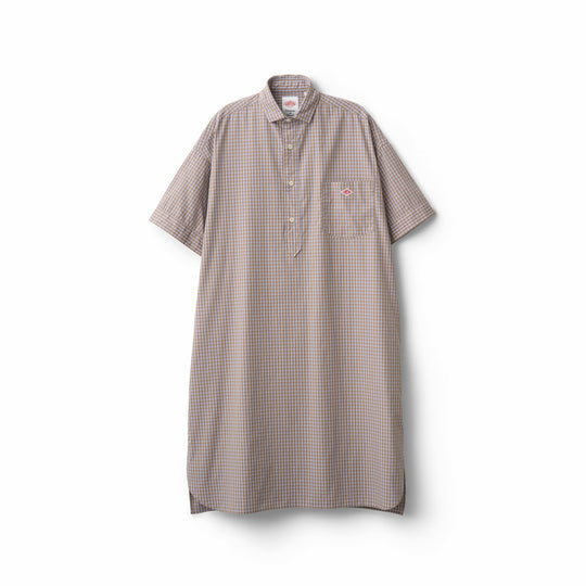 Women's Cotton Poplin Pullover Shirt Dress Plaid