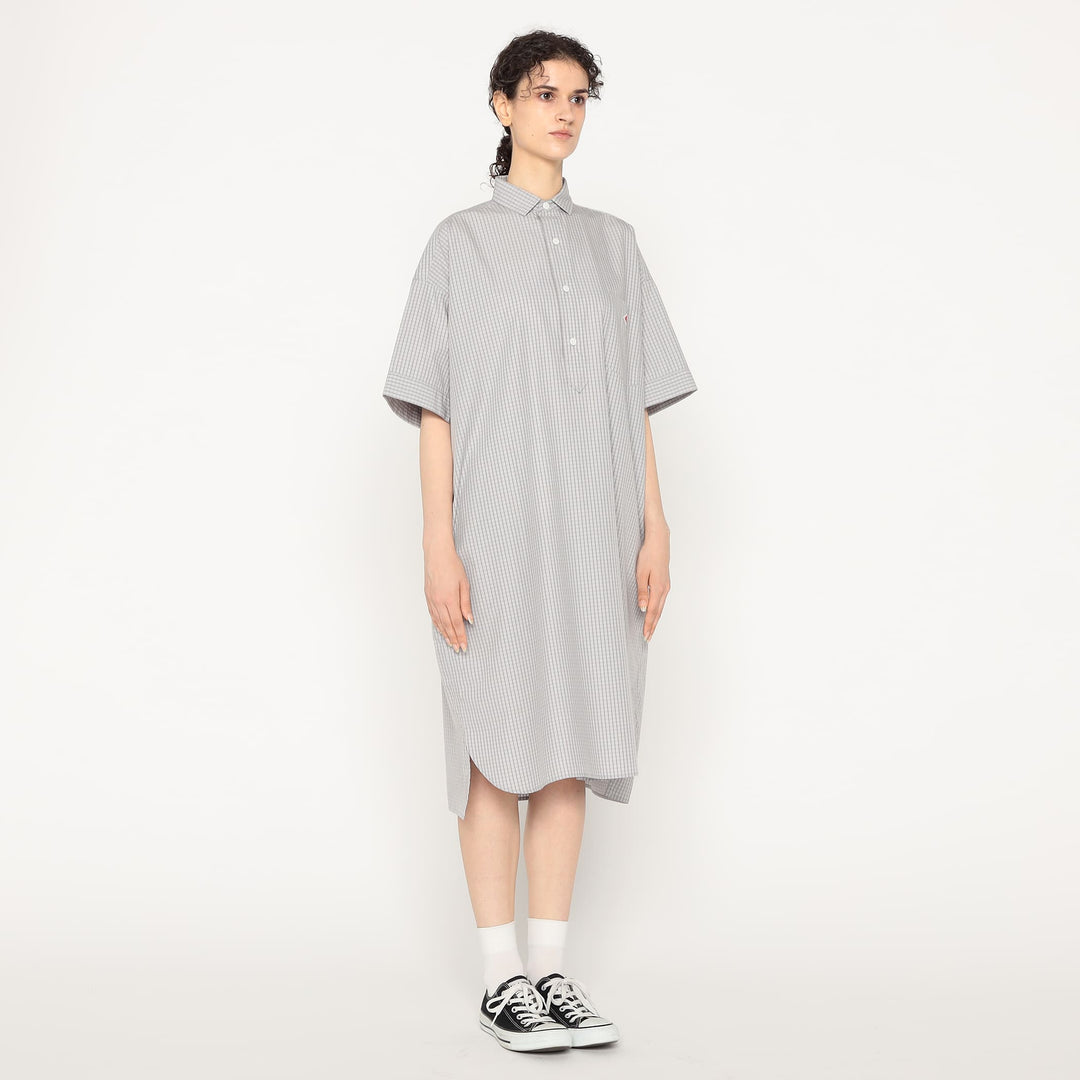 Women's Cotton Poplin Pullover Shirt Dress Plaid