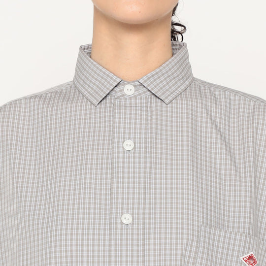 Women's Cotton Poplin Pullover Shirt Dress Plaid