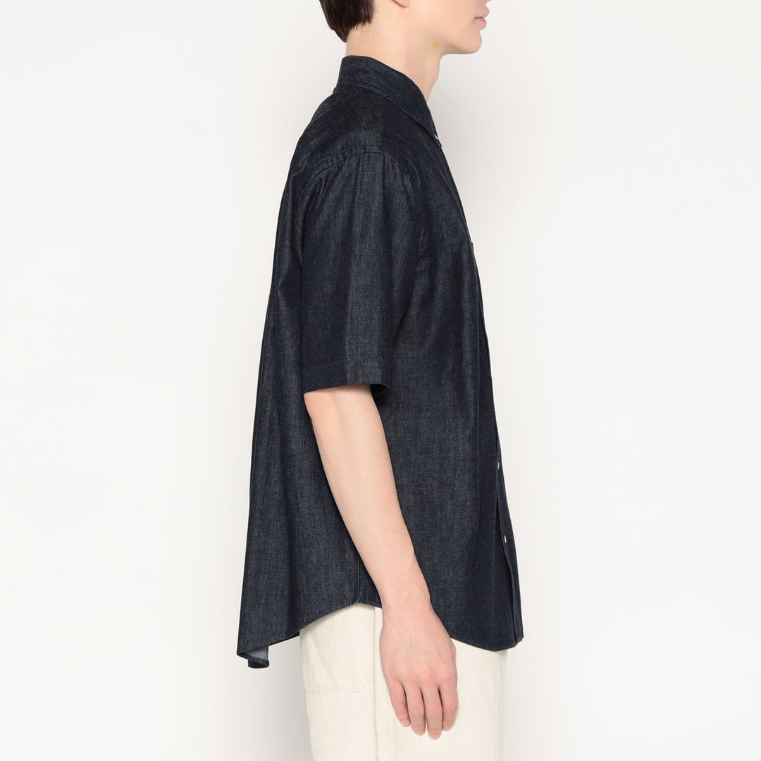 Men's Denim Dungaree Short Sleeve Button-Down Shirt