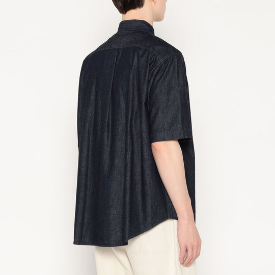 Men's Denim Dungaree Short Sleeve Button-Down Shirt