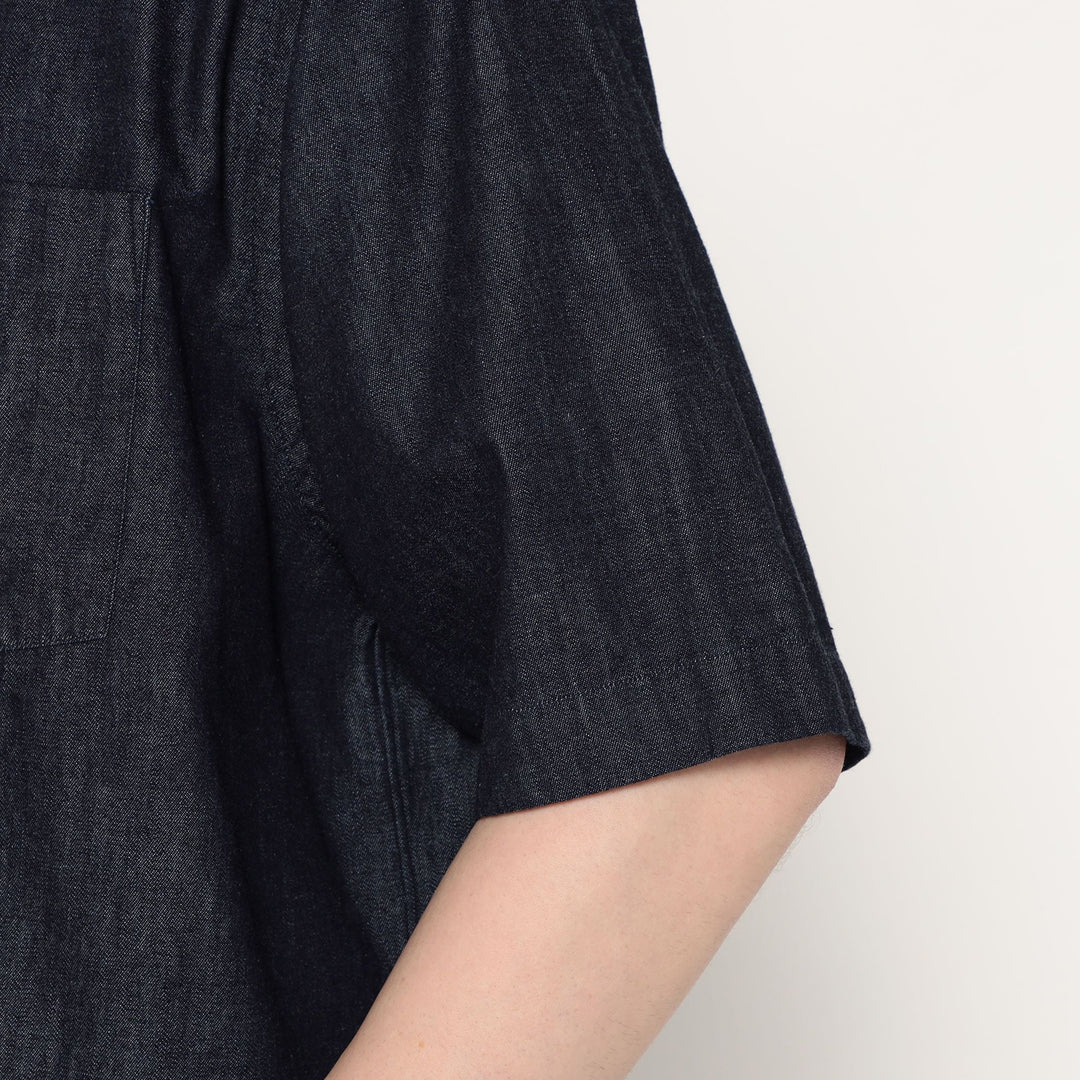 Men's Denim Dungaree Short Sleeve Button-Down Shirt