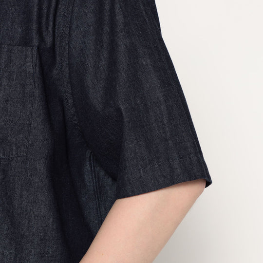 Men's Denim Dungaree Short Sleeve Button-Down Shirt