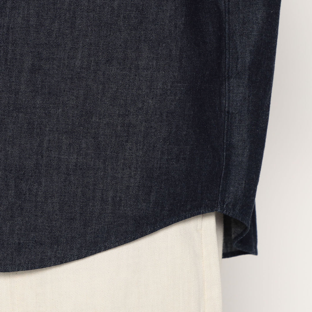 Men's Denim Dungaree Short Sleeve Button-Down Shirt